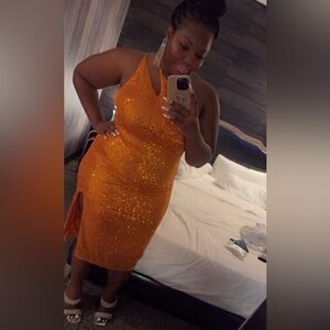 River Island One-Shoulder Sequin Body-Con Dress